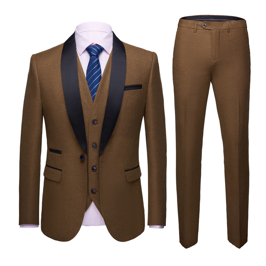 Men's Business Casual Suits, Men's Version Of The Self-Cultivation Suit Dress Three-Piece Suit