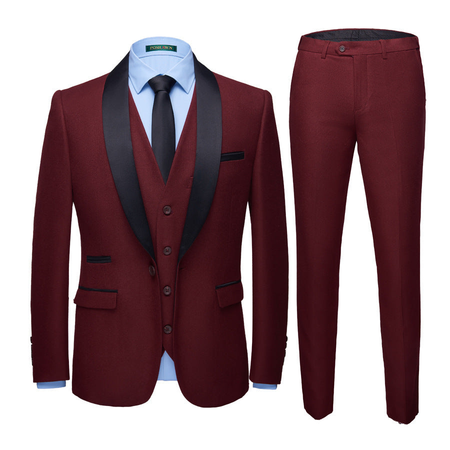 Men's Business Casual Suits, Men's Version Of The Self-Cultivation Suit Dress Three-Piece Suit