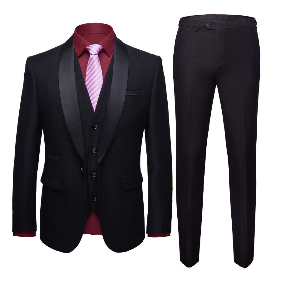 Men's Business Casual Suits, Men's Version Of The Self-Cultivation Suit Dress Three-Piece Suit