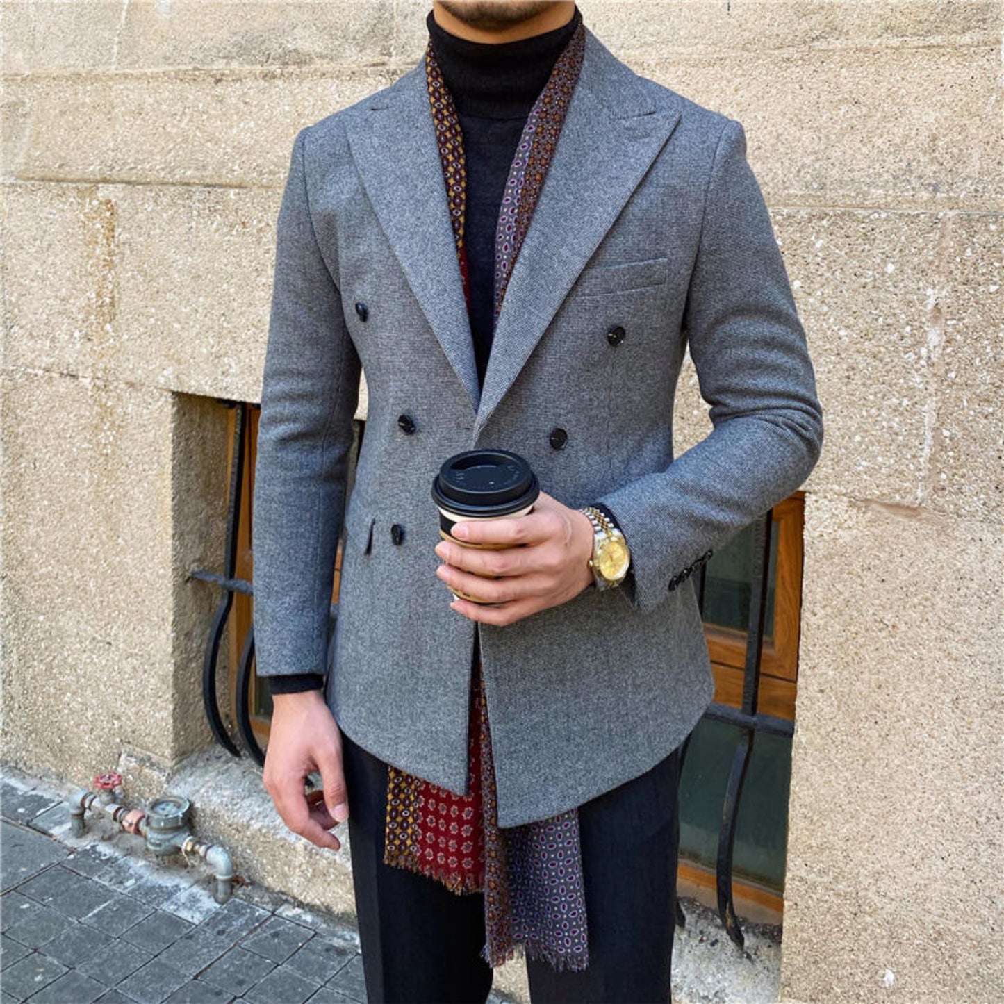 Woolen Warm Double Breasted Suit